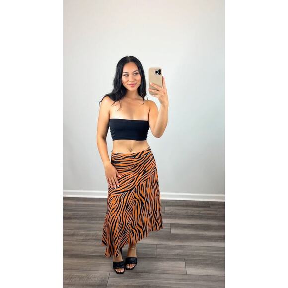 Diane Von Furstenberg Lilo Midi Skirt in Orange Size 10 Animal Print A-Line - Picture 1 of 5